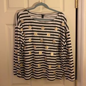 J Crew, Adorable Gold Polka Dot Stripped Top!